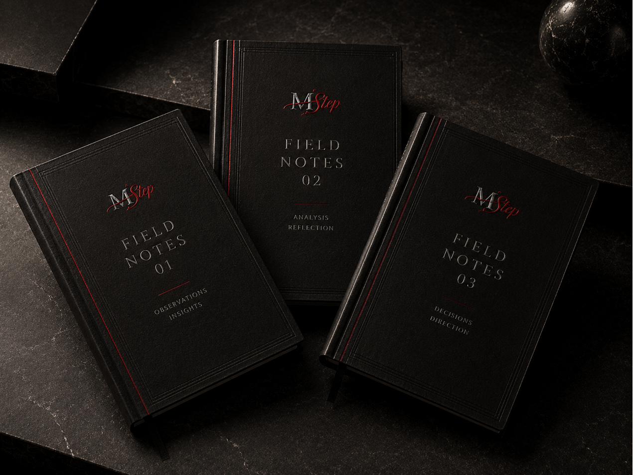 MStep Field Notes volumes on stone surface
